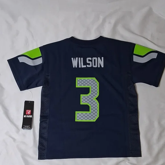 Nike Seattle Seahawks Kids Russell Wilson #3 Navy Football Jersey - Picture 2 of 4